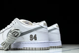 SB Dnk Low x Supreme 94 White Metallic Silver