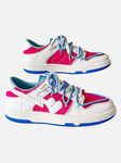 Low Top Leather Basketball Shoe in Electric Blue, and Pink