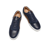 Low Top Navy Leather Sneakers