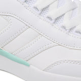Low Top White Leather Blue Sneakers