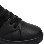Mid Top Black Leather Sneakers
